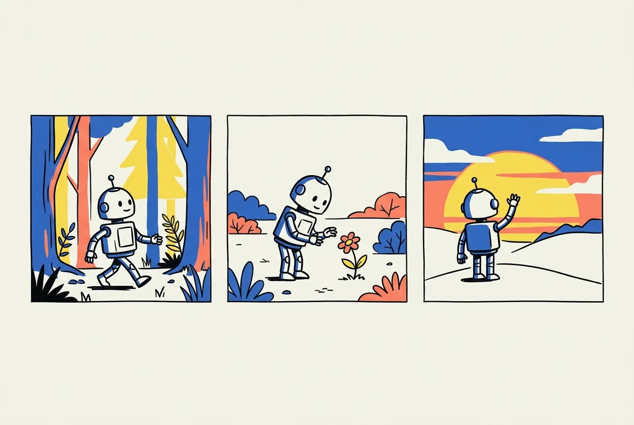 Storyboard frames with a consistent character