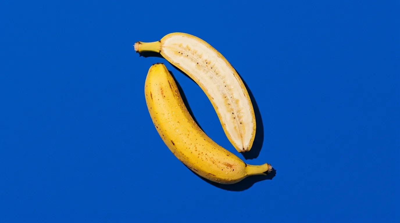 Highly detailed macro photograph of a split banana generated with Nano Banana 2.1